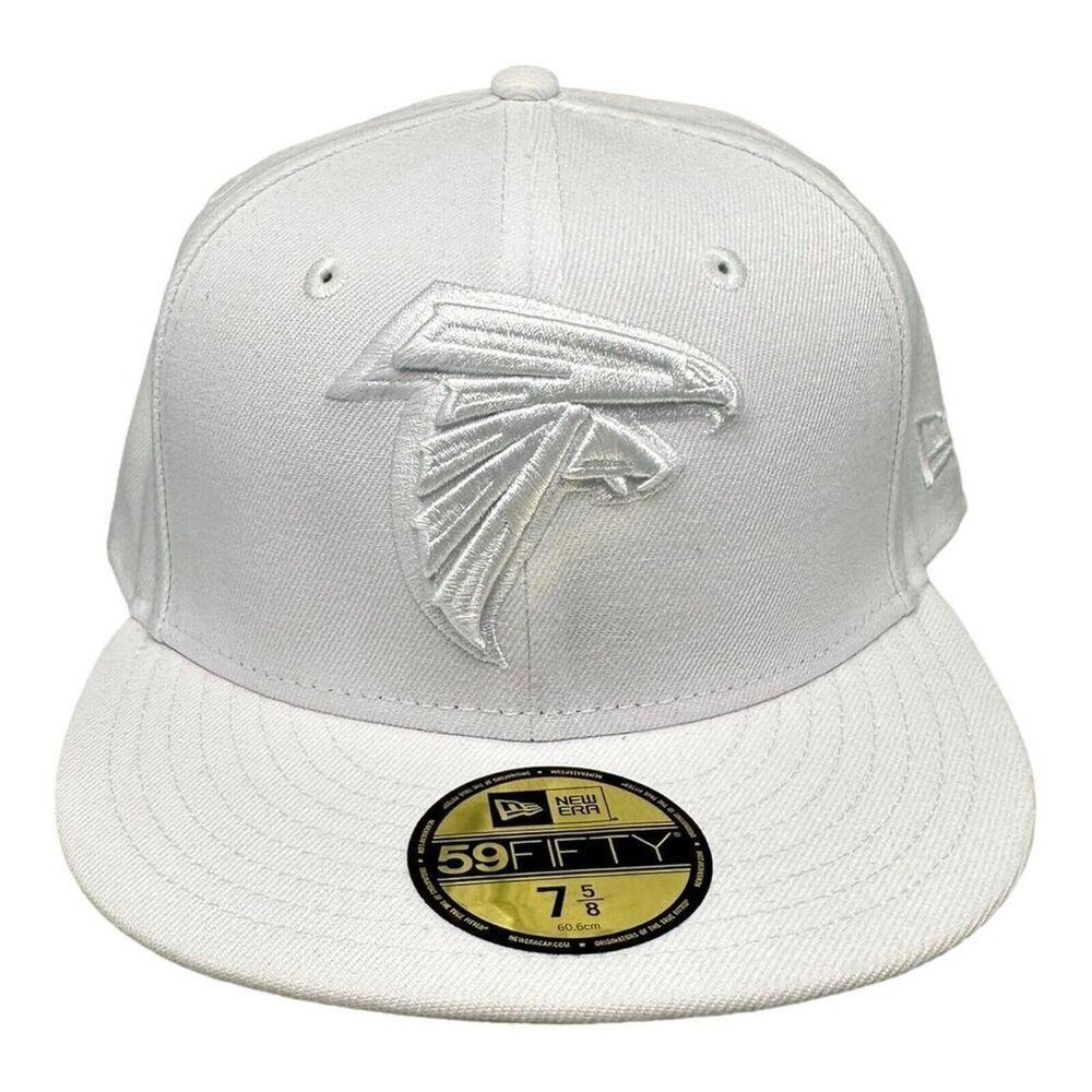 New Era 59FIFTY Atlanta Falcons Hat Triple White Fitted‎ 7 5/8 Mens NFL Cap